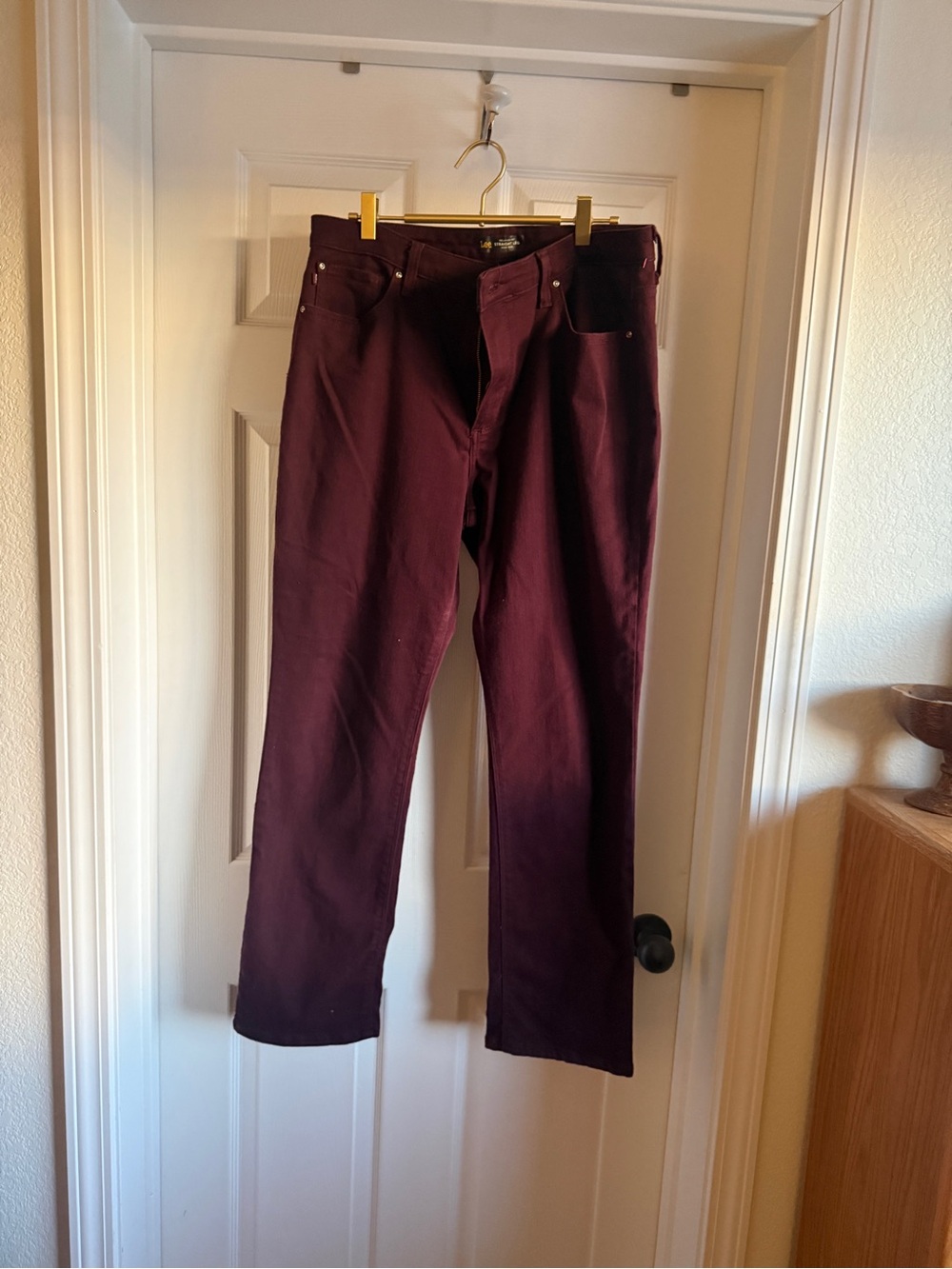 Lee Platinum Label Size 12 Burgundy High Rise straight Leg Jeans